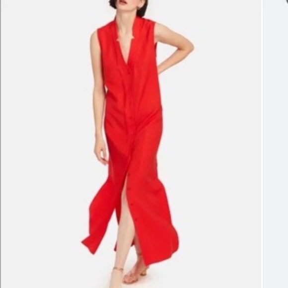 Equipment Silk Button Down Sleeveless Maxi Dress Size Large Party Cocktail - Picture 1 of 14